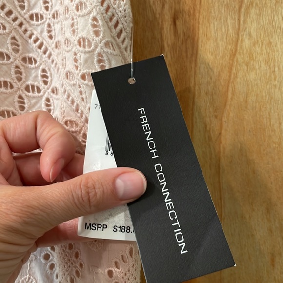 French Connection Blush Coloured Cotton Eyelet Dress - Picture 3 of 5